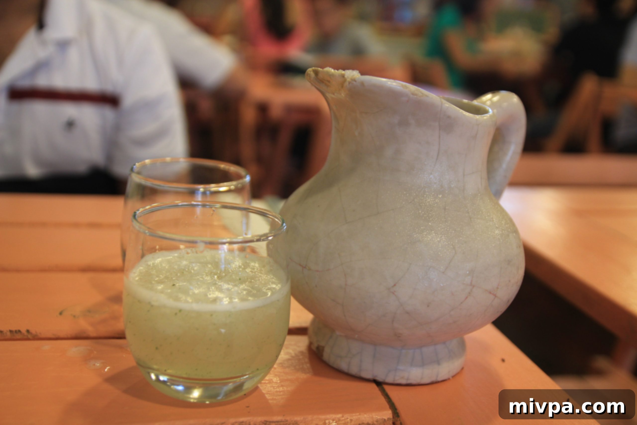 Refreshing homemade foamy mint lemonade at Oui Oui Cafe