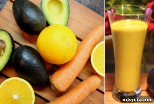 Avocado, oranges & carrots smoothie3