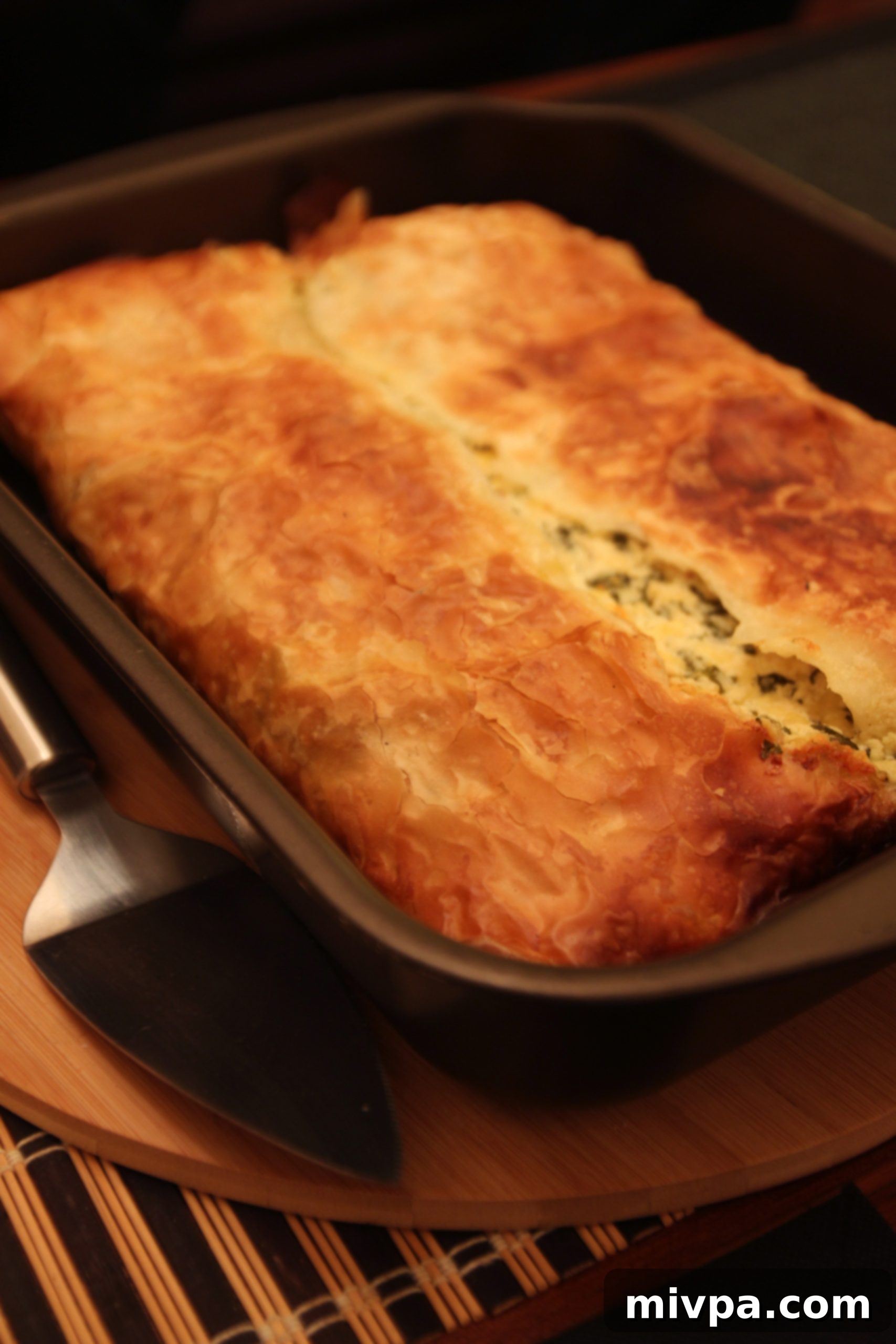 Two types of Burek: feta-mint and olive-tomato-bacon