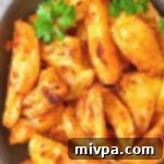 Crispy Air Fried Potato Wedges (Gluten-Free, Vegan) served in a bowl
