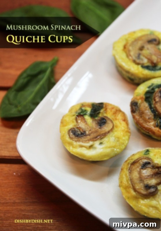 Mushroom Spinach Quiche Cups - Golden and Healthy