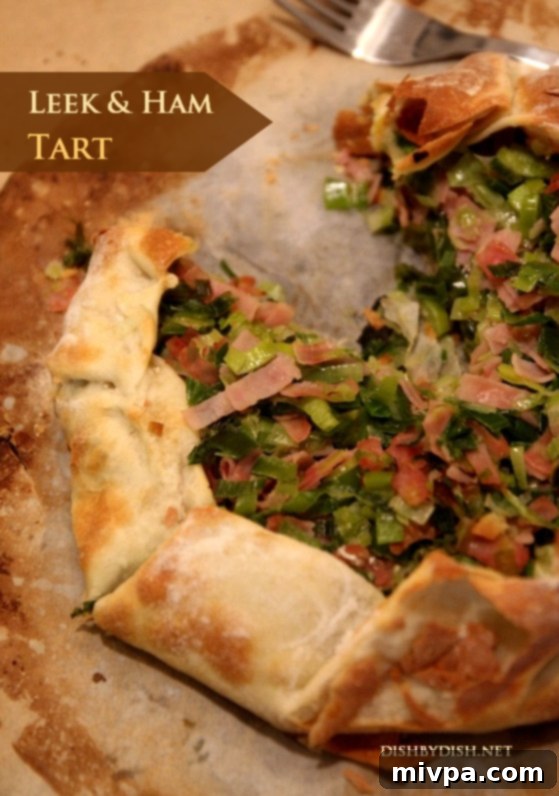 Rustic Leek and Ham Tart on a cooling rack