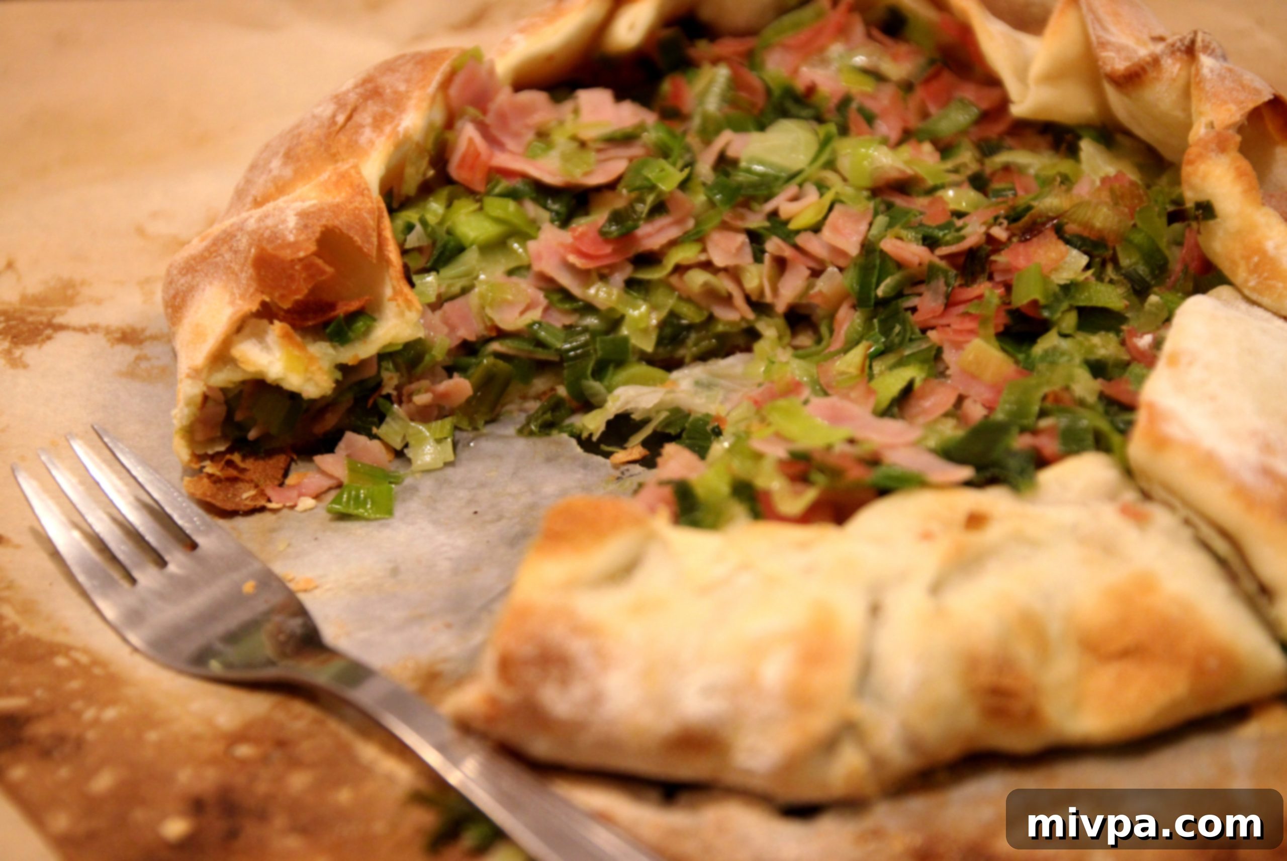 Baked Leek and Ham Tart fresh from the oven