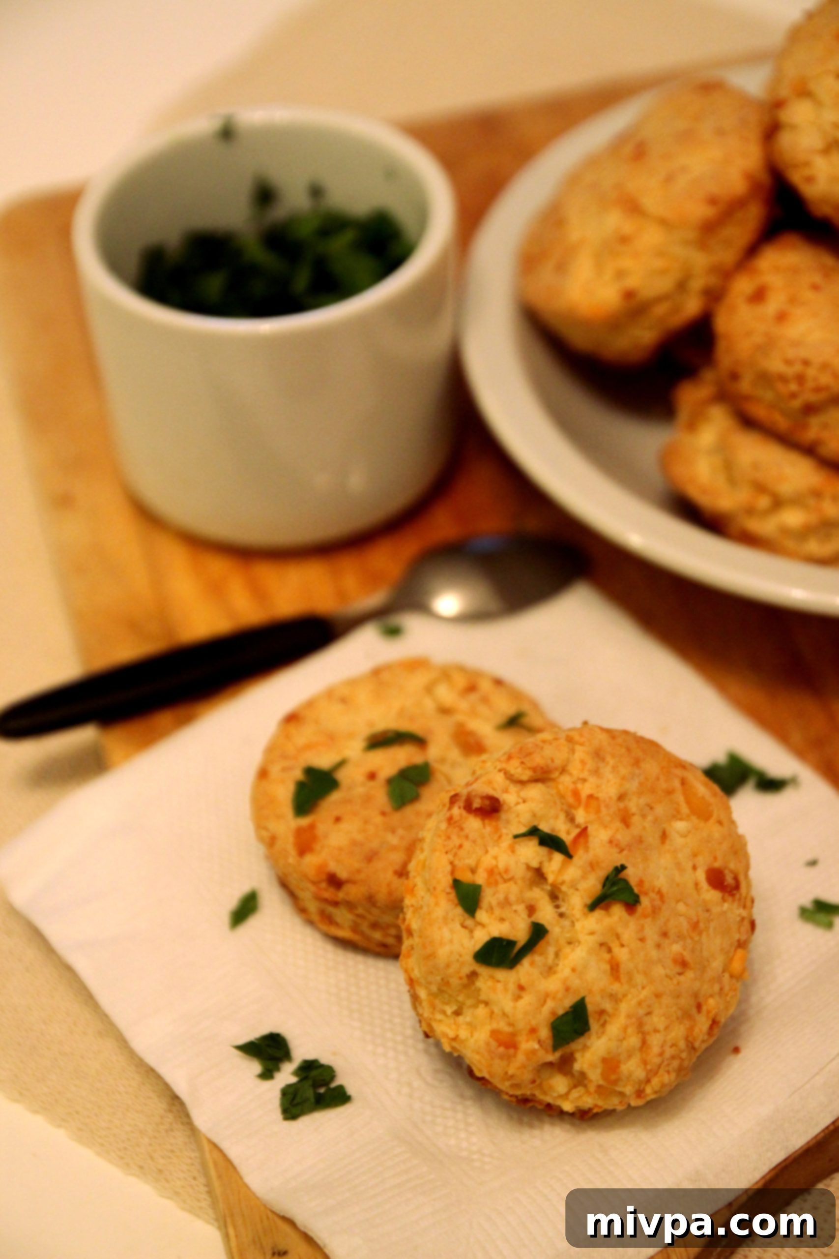Close-up of freshly baked Cheddar Cheese Scones