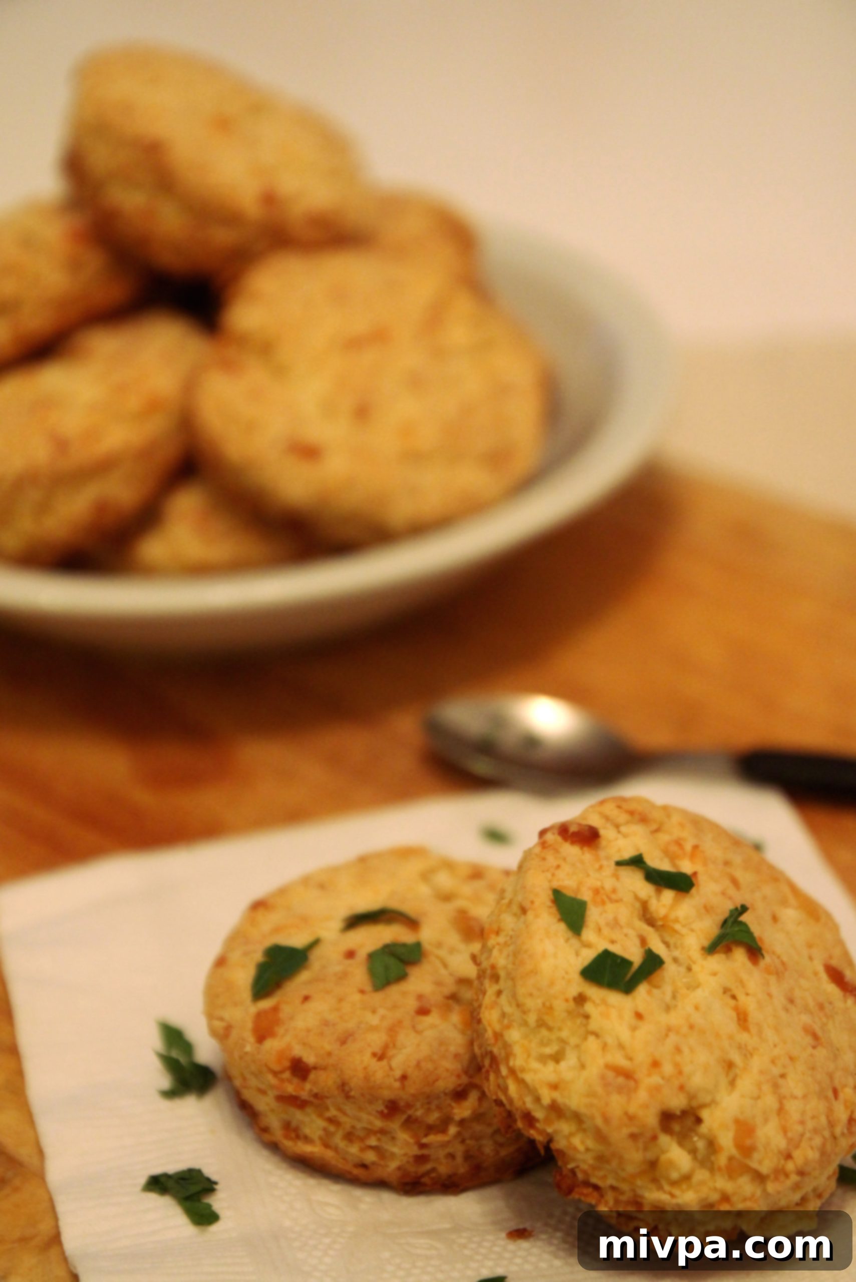 Stack of warm Cheddar Cheese Scones
