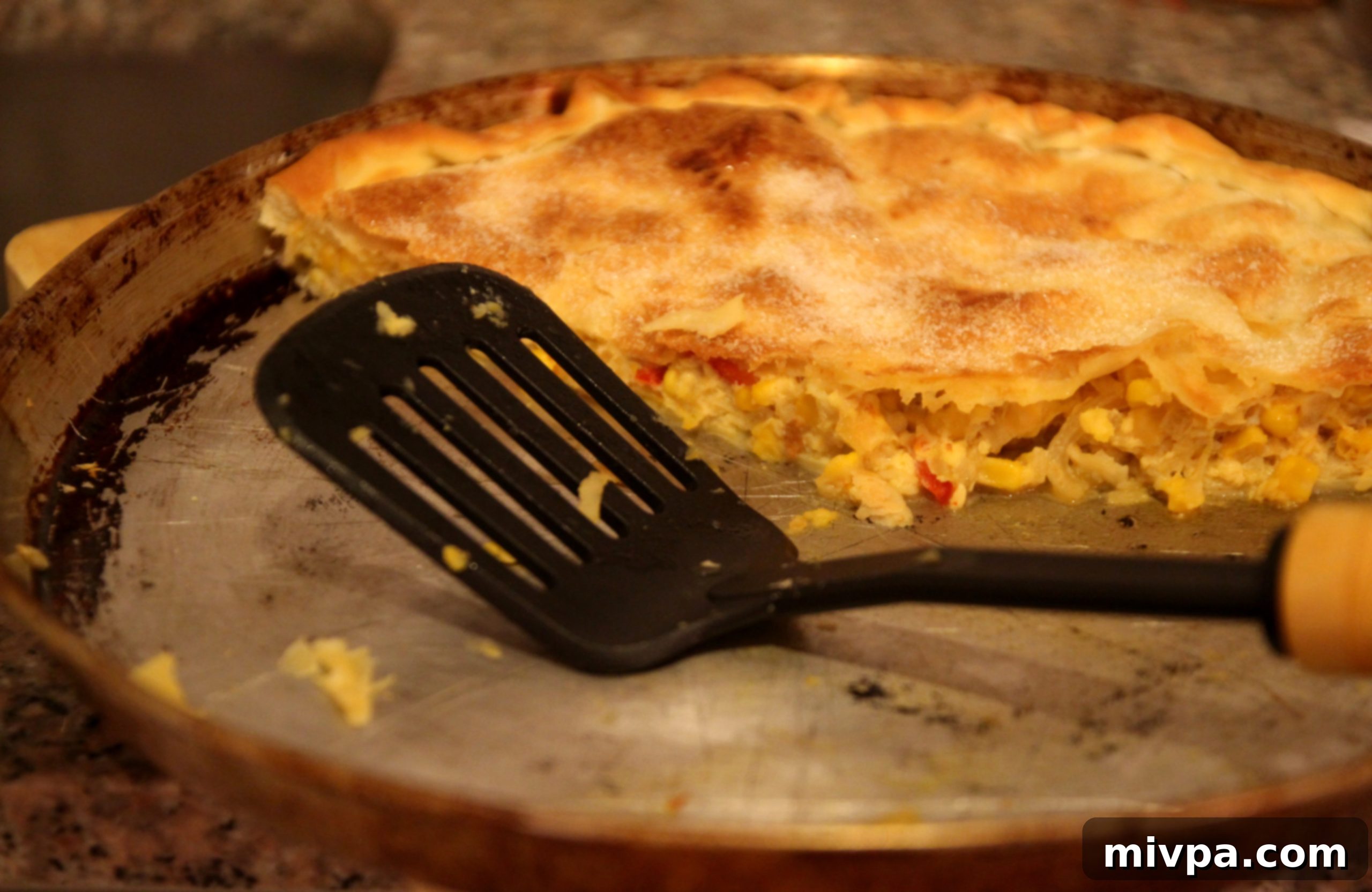 Sharing slices of sweet corn tart