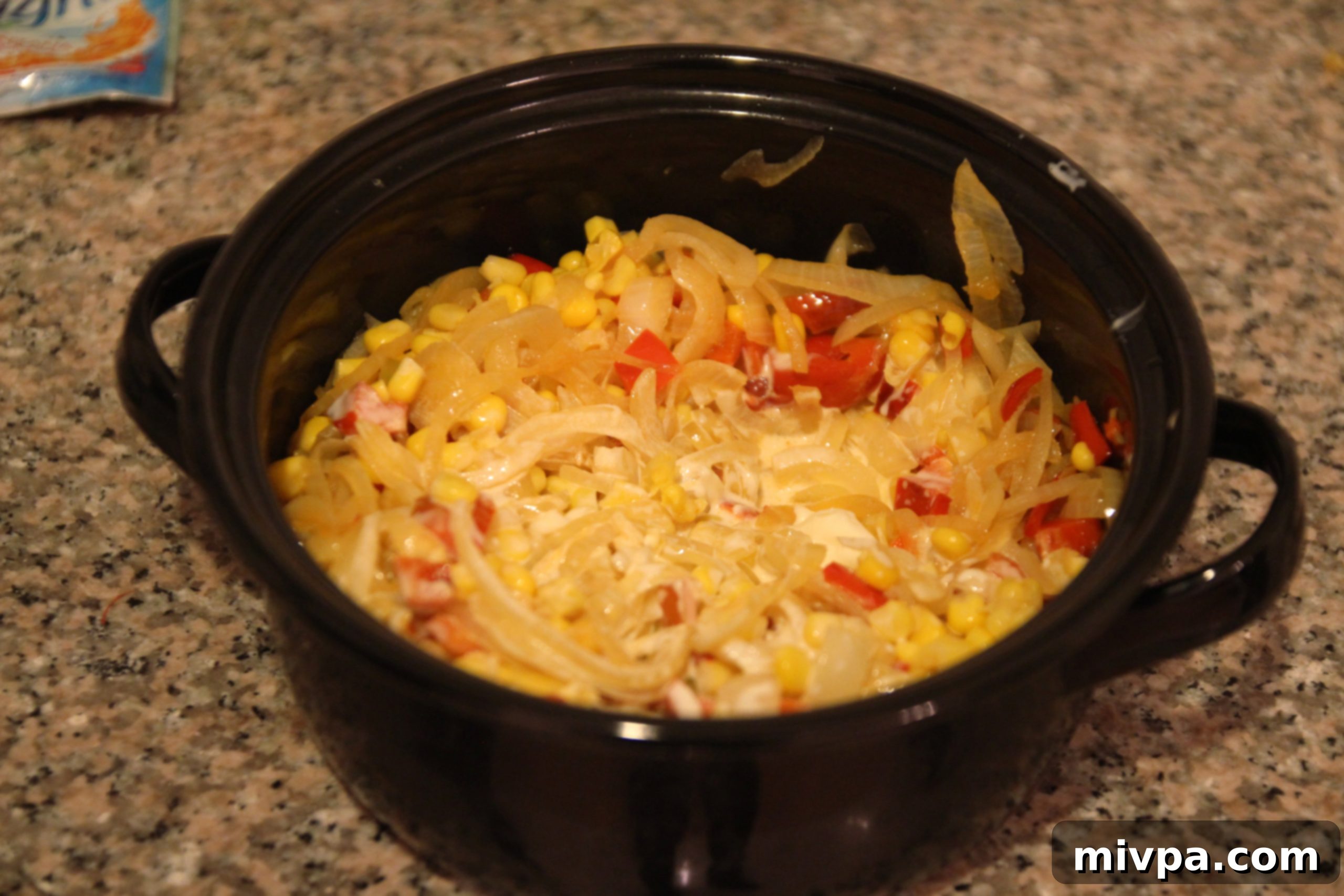 Mixing sweet corn tart filling