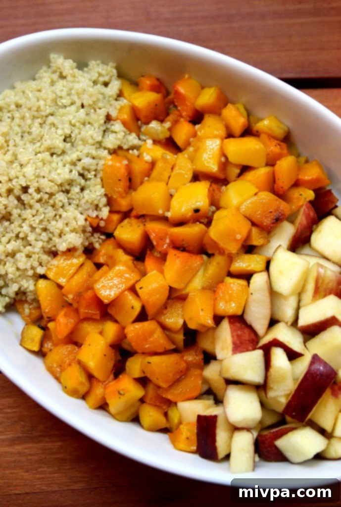 Another perspective of the healthy butternut squash and quinoa salad