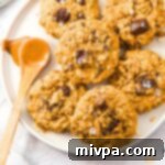 A plate of peanut butter oatmeal cookies